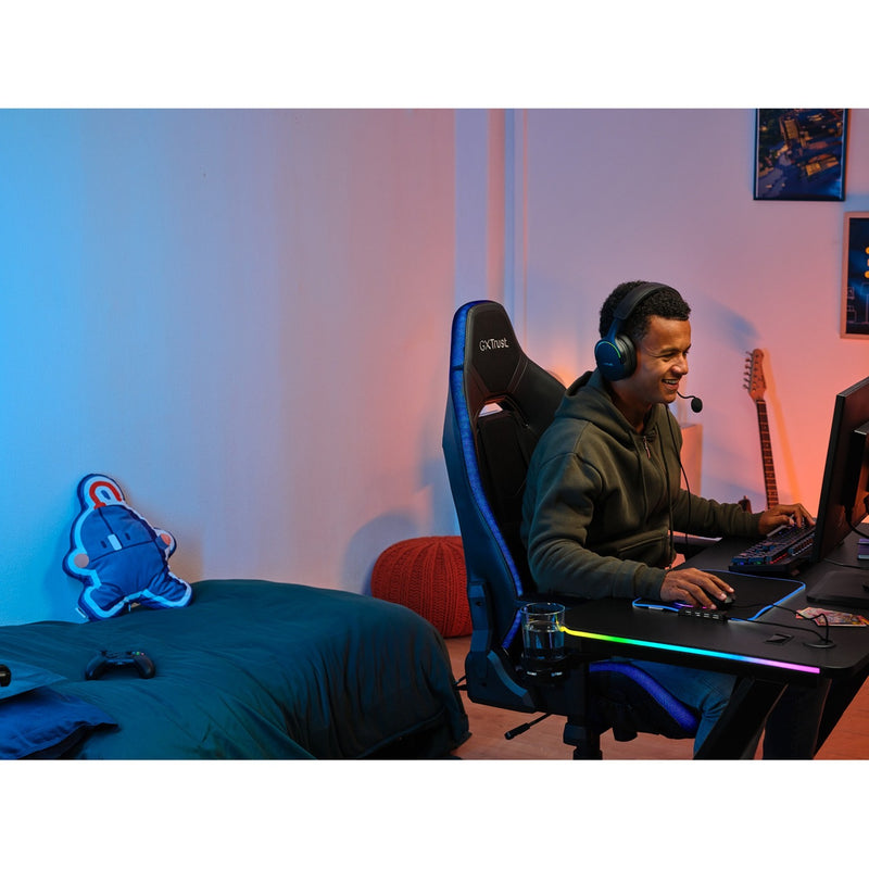 Afbeelding laden in galerijviewer, Trust gxt 709 luminus rgb-gamingbureau gaming desk (zwart)
