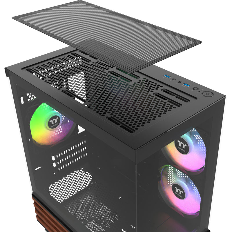 Afbeelding laden in galerijviewer, Thermaltake view 170 ws argb mini tower behuizing (zwart houtkleur | 2x usb-a | rgb | window)

