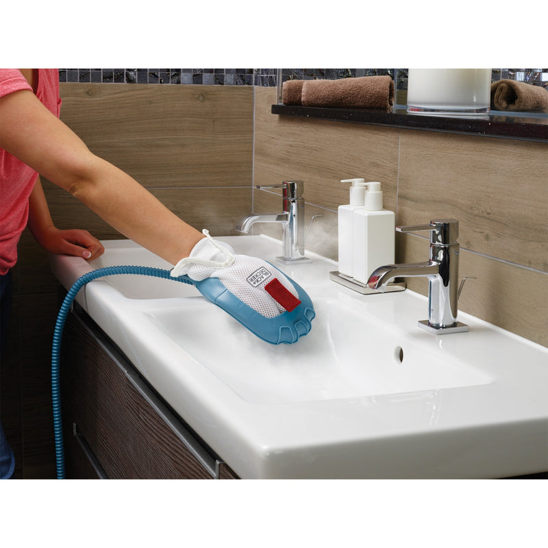Afbeelding laden in galerijviewer, Black+decker 1600w steam-mop bhsm1615dam-qs stoomreiniger (wit blauw, incl. steamitt, deltavoet en 17 accessoires)
