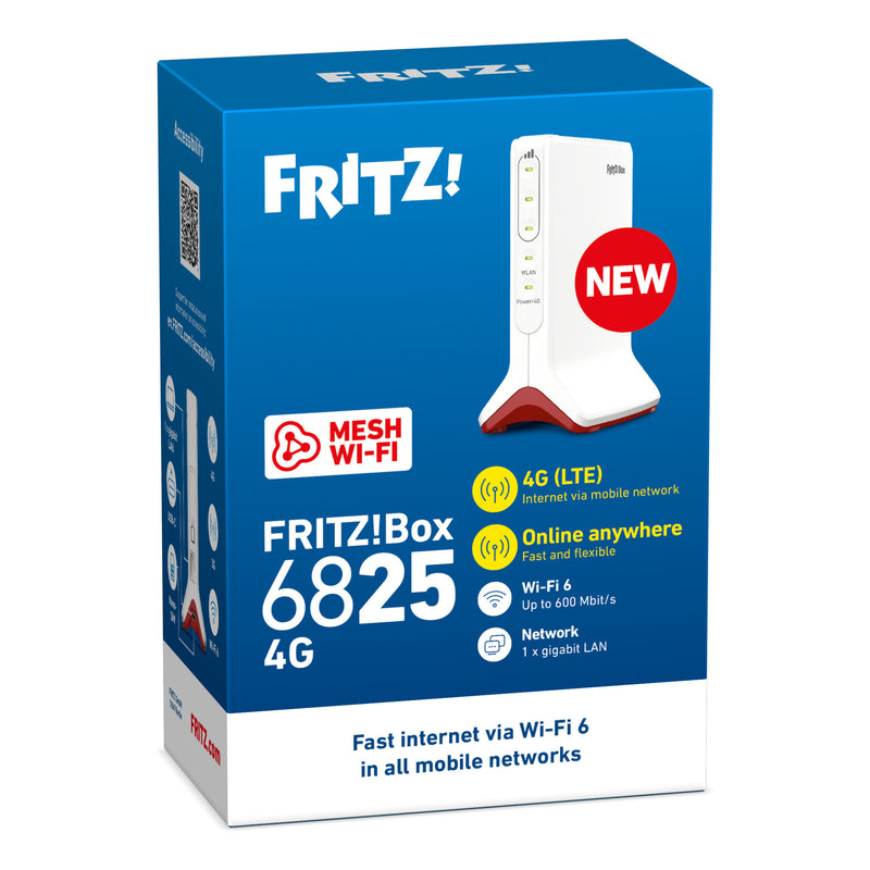 Afbeelding laden in galerijviewer, Fritz! box 6825 4g edition international wlan lte router (wit rood, mesh wi-fi, 4g 3g)
