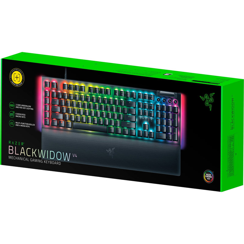 Afbeelding laden in galerijviewer, Razer blackwidow v4, gaming toetsenbord (zwart, us lay-out, yellow, rgb leds, doubleshot abs)
