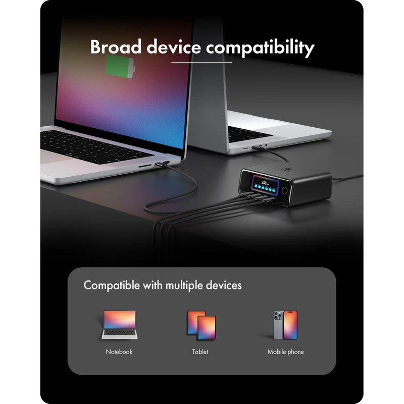 Afbeelding laden in galerijviewer, Icy box 240w gan oplaadstation (zwart, 4x usb-c, 2x usb-a)
