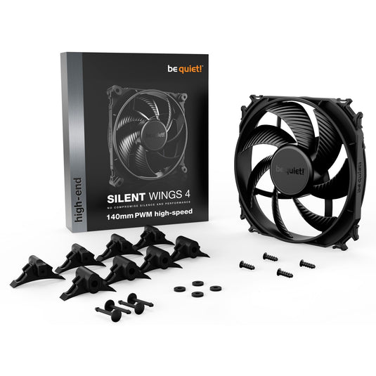 Be quiet! silent wings 4 pwm high-speed case fan (zwart, 140 x 140 x 25 mm)