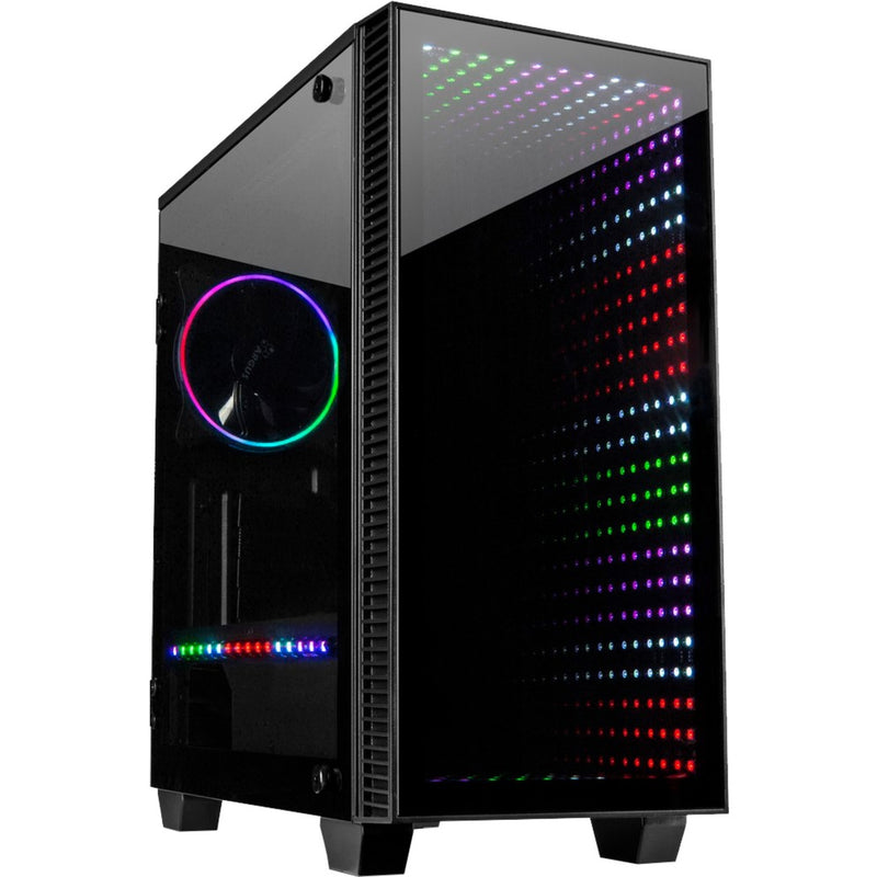 Afbeelding laden in galerijviewer, Inter-tech x-608 infinity micro midi tower behuizing (zwart | 1x usb-a | 1x usb-c | rgb | window)
