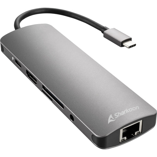 Sharkoon usb 3.0 type c combo adapter dockingstation (donkergrijs)