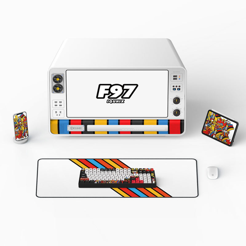 Afbeelding laden in galerijviewer, Iqunix f97 graffiti diary wireless mechanical keyboard (zwart, us lay-out (qwerty), cherry mx silent red, 96%, rgb leds, hot-swappable, pbt, 2.4ghz | bluetooth 5.1 | usb-c)
