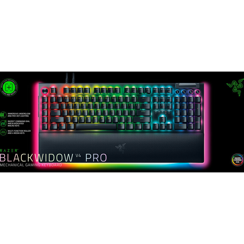Afbeelding laden in galerijviewer, Razer blackwidow v4 pro, gaming toetsenbord (zwart, us lay-out, green, rgb leds, doubleshot abs)
