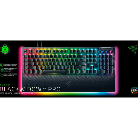 Razer blackwidow v4 pro, gaming toetsenbord (zwart, us lay-out, green, rgb leds, doubleshot abs)
