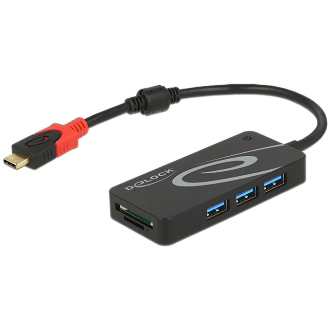 Afbeelding laden in galerijviewer, Delock externe usb 3.1 gen 1 hub usb type-c > 3x usb type-a + 2 slot sd kaartlezer usb-hub (zwart)
