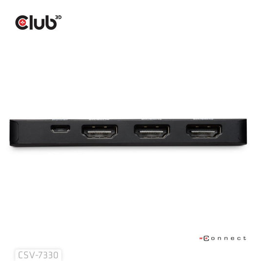 Club 3d displayport naar triple hdmi 8k60hz hub (zwart)
