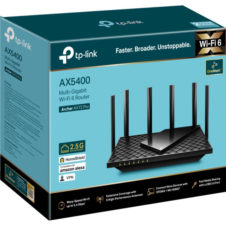 Afbeelding laden in galerijviewer, Tp-link archer ax72 pro mesh router (zwart, usb 3.0)
