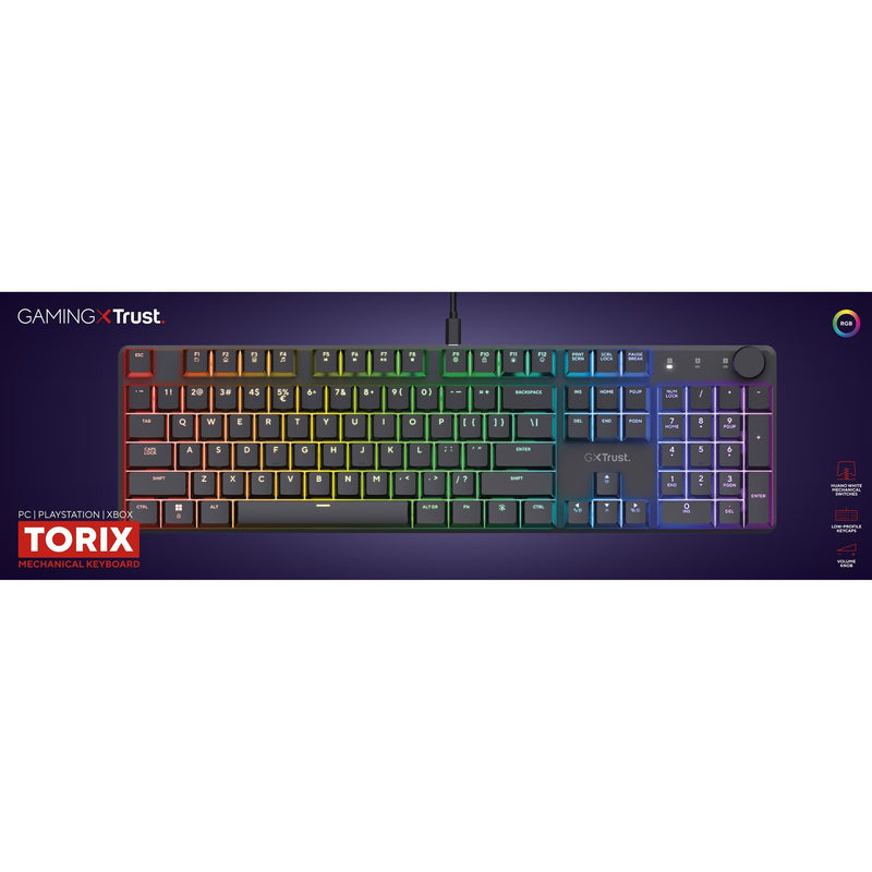Afbeelding laden in galerijviewer, Trust gxt 866 torix mechanisch gaming toetsenbord (zwart, us lay-out (qwerty), huano red, 100%, rgb)
