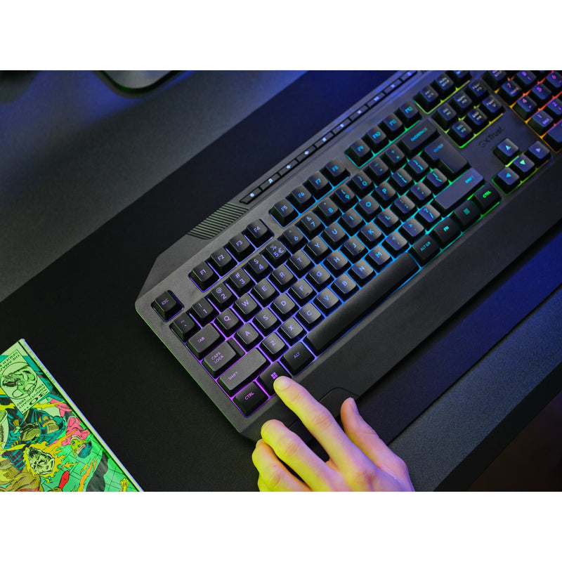 Afbeelding laden in galerijviewer, Trust gxt 836 evocx rgb gaming toetsenbord (zwart, us lay-out (qwerty), membraan, 100%, rgb)
