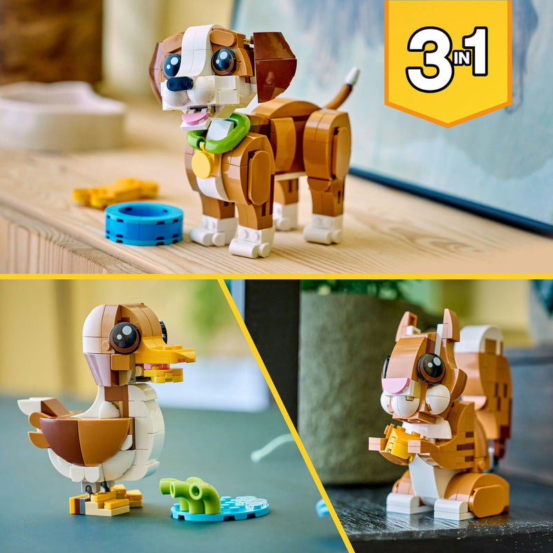 Afbeelding laden in galerijviewer, Lego ® creator 3in1 schattige dieren: speelse puppy - dierenset - bouw om tot eekhoorn of eend - 31382
