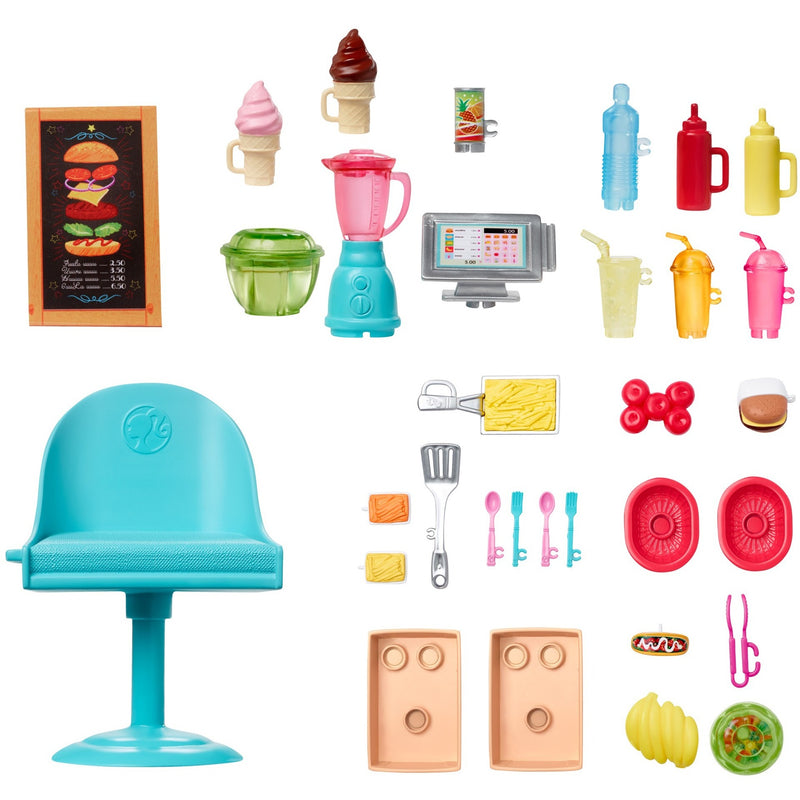 Afbeelding laden in galerijviewer, Barbie fresh 'n' fun food truck poppen accessoires
