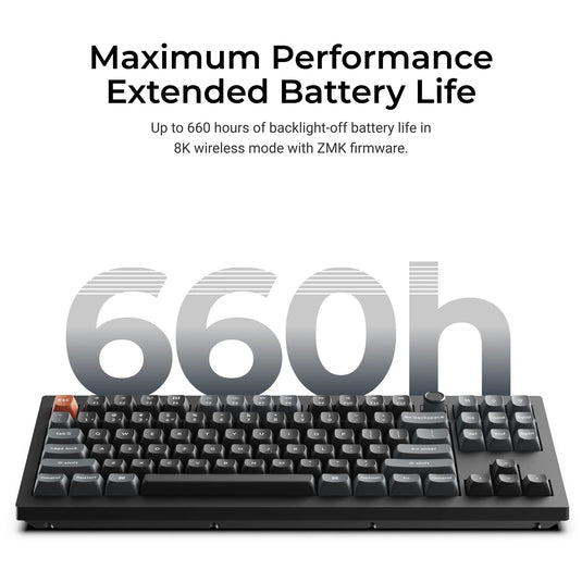 Keychron v3 ultra 8k wireless custom mechanical keyboard (zwart, us lay-out (qwerty), silk pom brown, 80% (tkl), rgb, hot swap, 2.4 ghz | bluetooth 5.3 | usb-c)