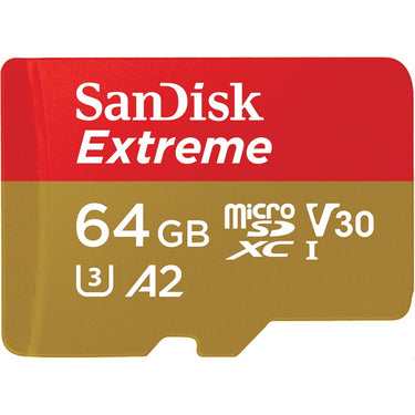 Sandisk extreme microsdxc 64 gb geheugenkaart (uhs-i u3, class 10, v30, a2, incl. adapter)