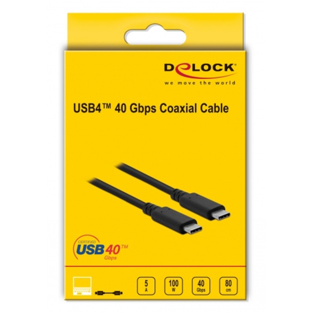 Afbeelding laden in galerijviewer, Delock usb4 40 gbps coaxial coax kabel (zwart, 0,8 meter)
