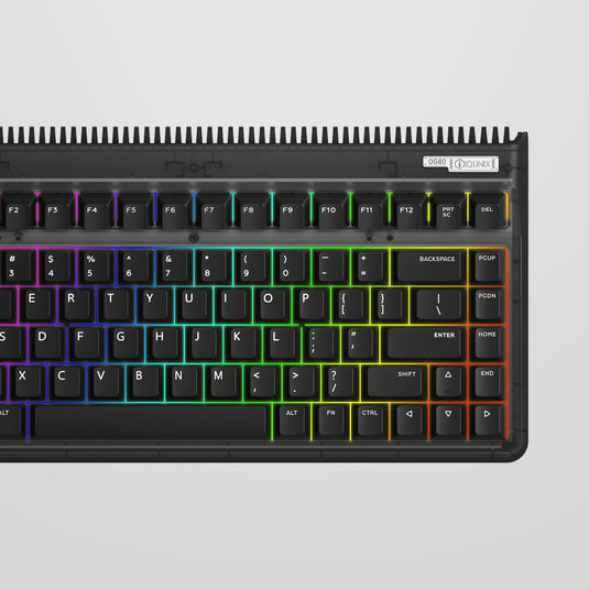 Iqunix og80 dark side wireless mechanical keyboard (zwart, us lay-out (qwerty), gateron brown, 80% (tkl), rgb leds, hot-swappable, pbt, 2.4ghz | bluetooth 5.1 | usb-c)