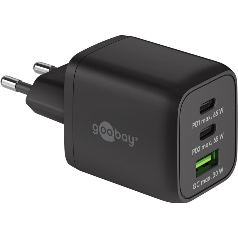 Afbeelding laden in galerijviewer, Goobay usb-c snellader nano (65 w) en usb-c textielkabel (zwart, 1 meter)
