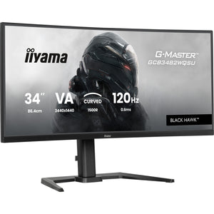 Iiyama g-master black hawk gcb3482wqsu-b1 34 curved ultrawide gaming monitor (zwart, 1x displayport, 2x hdmi, 2x usb-c, 2x usb-a, 120 hz)