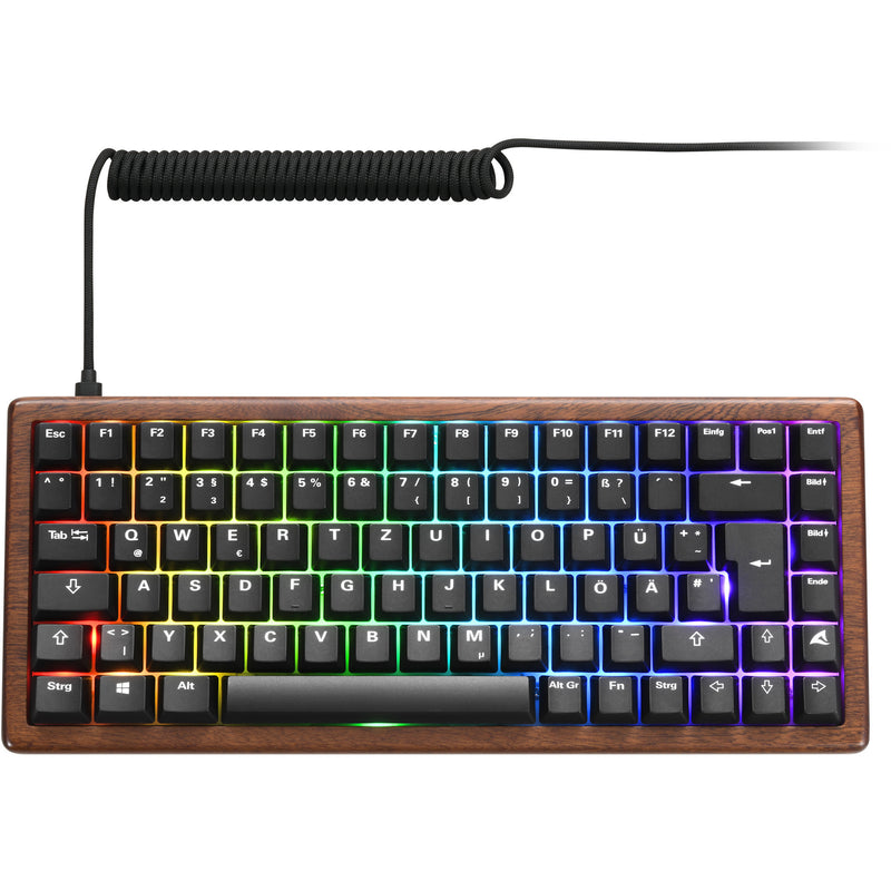 Afbeelding laden in galerijviewer, Sharkoon skiller sgk50 s3 wood pbt rgb mechanisch gaming toetsenbord (houtkleur, us lay-out (qwerty), gateron g pro 3.0 yellow, 75%, rgb leds)
