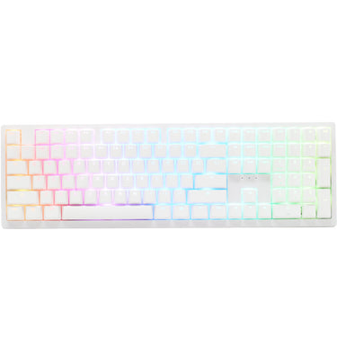 Ducky zero 6108 pure white rgb mechanisch gaming toetsenbord (wit, us lay-out (qwerty), cherry mx2a brown, 100%, rgb leds, double-shot pbt, hot swap, 2.4ghz | bluetooth | usb-c)
