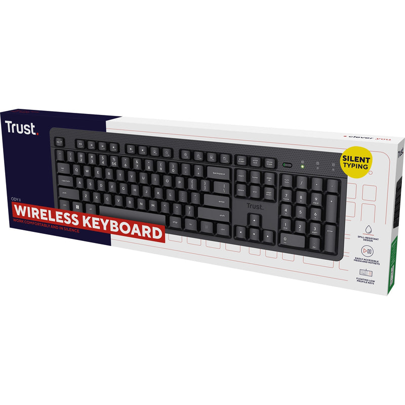 Afbeelding laden in galerijviewer, Trust ody ii draadloos toetsenbord (zwart, eu lay-out (qwerty), membraan, stil)
