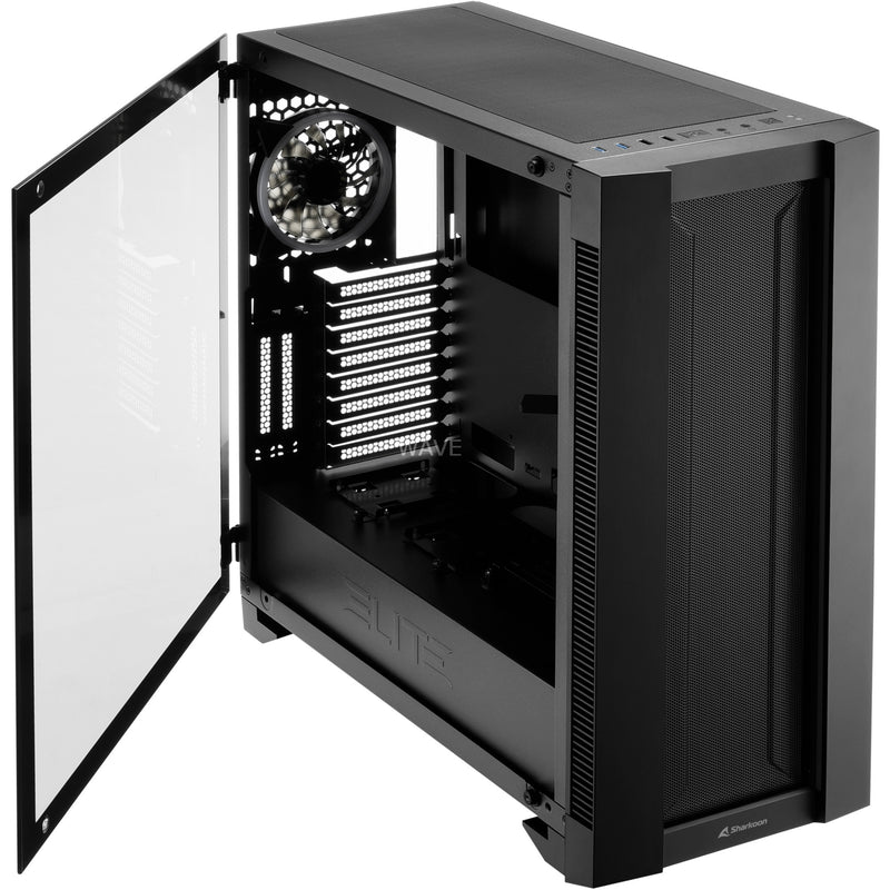 Afbeelding laden in galerijviewer, Sharkoon elite shark ca200m big tower behuizing (zwart | 4x usb-a | tempered glass)
