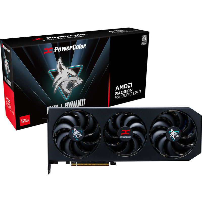 Afbeelding laden in galerijviewer, Powercolor radeon rx 9070 gre hellhound 12gb gddr6 grafische kaart (zwart, rdna4, 3x displayport, 1x hdmi 2.1)
