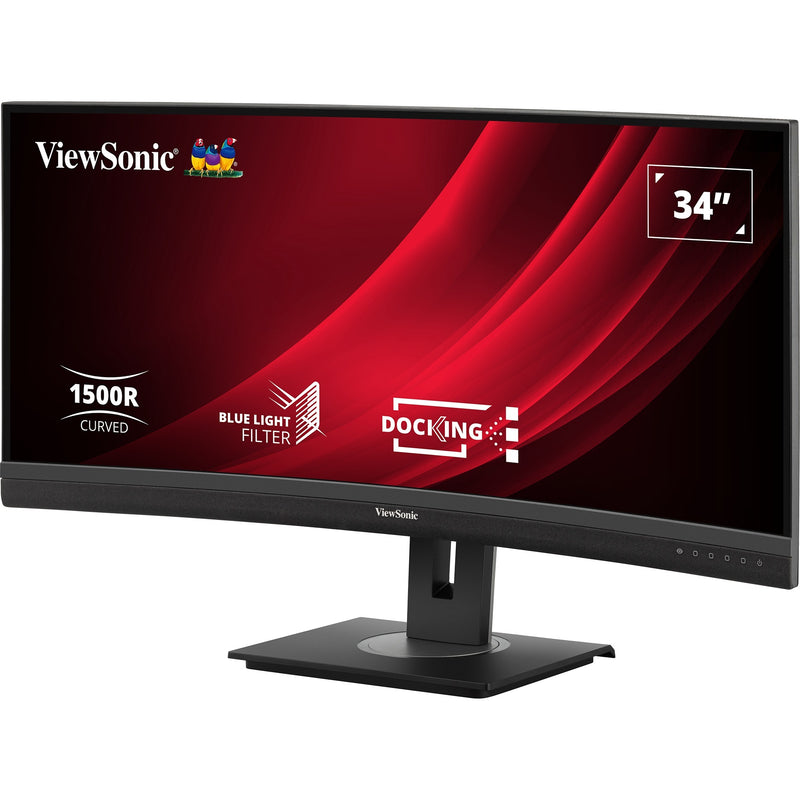 Afbeelding laden in galerijviewer, Viewsonic uwqhd curved docking monitor vg3456c 34 ultrawide (zwart (mat), 2x hdmi, 1x displayport, usb-a, usb-b, usb-c, lan, audio)
