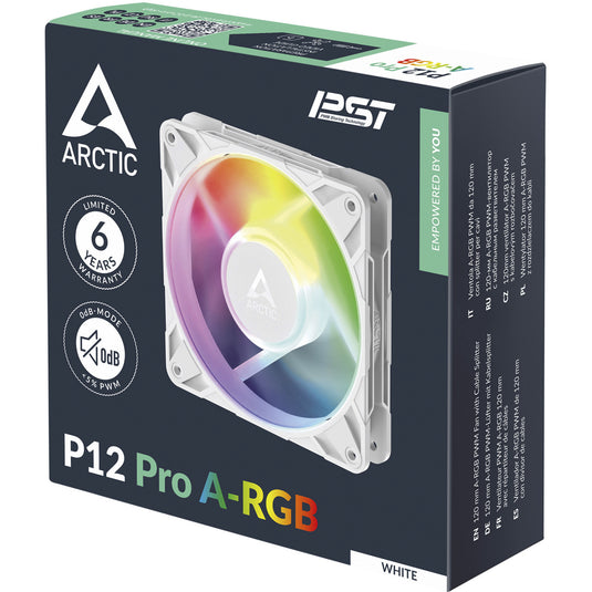 Arctic p12 pro a-rgb case fan (wit, 120 x 120 x 25 mm, pwm)