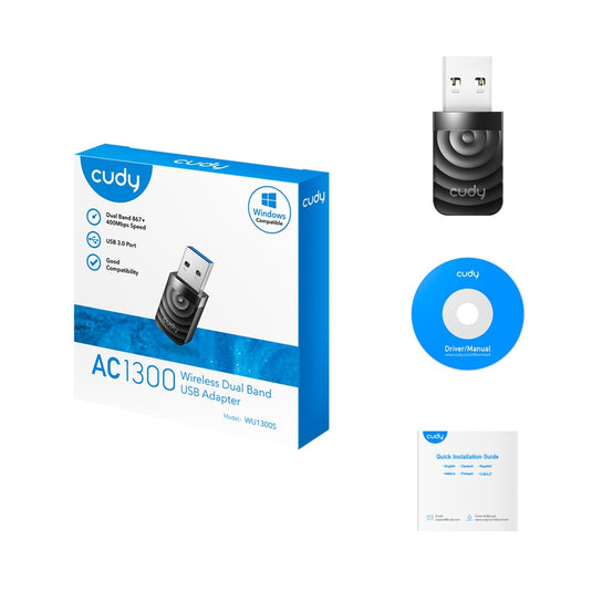 Cudy ac1300 wi-fi usb wlan adapter (zwart)