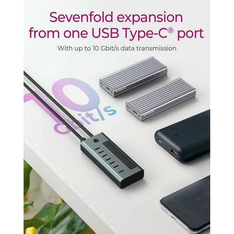 Afbeelding laden in galerijviewer, Icy box 7-port usb-c 3.2 gen 2 usb-hub (blauwgrijs)
