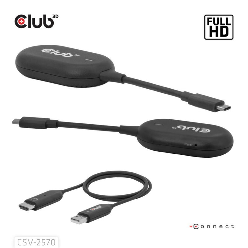Afbeelding laden in galerijviewer, Club 3d wireless usb-c to hdmi transmitter and receiver adapter (zwart)
