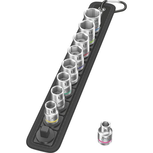 Wera belt b 4 zyklop doppen set dopsleutel (zwart zilver, 9-delig, met 3 8 -aandrijving)
