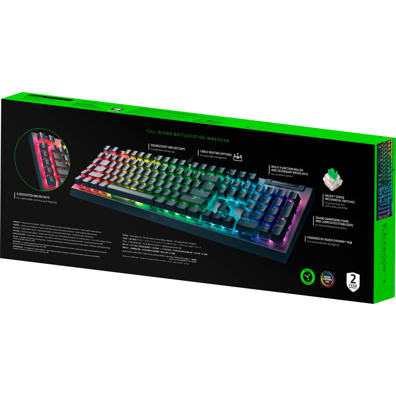 Afbeelding laden in galerijviewer, Razer blackwidow v4 x, gaming toetsenbord (zwart, us lay-out, green, rgb leds, doubleshot abs)
