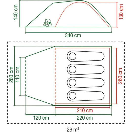 Coleman kobuk valley 4 plus tent (donkergroen lichtgroen)