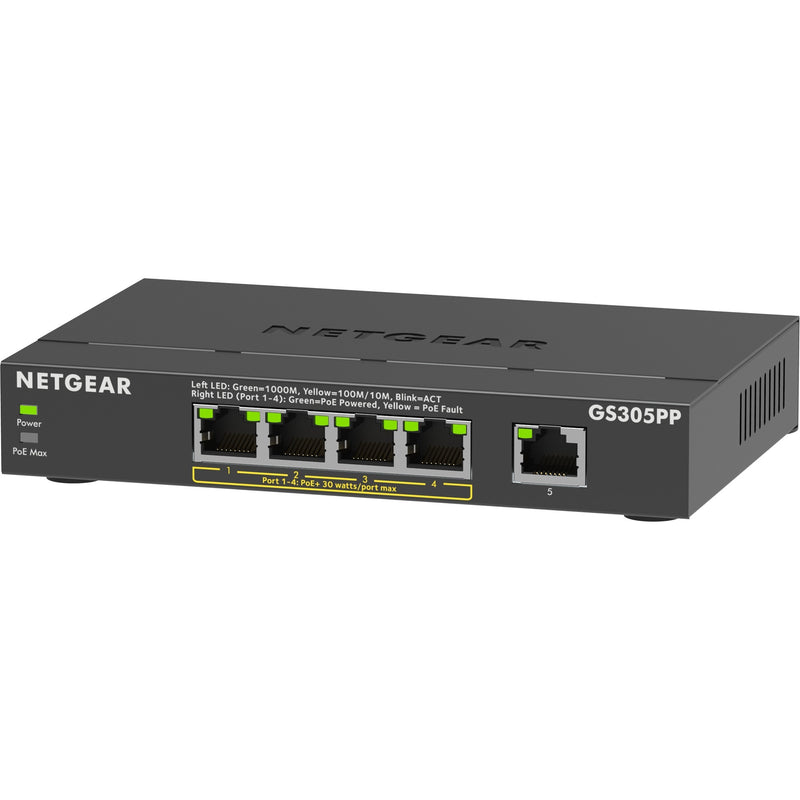 Afbeelding laden in galerijviewer, Netgear 5-port gigabit ethernet poe+ unmanaged switch (gs305pp) (zwart)

