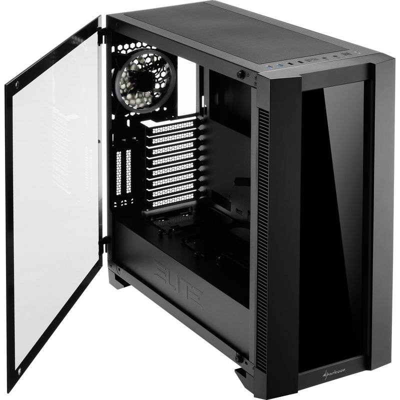 Afbeelding laden in galerijviewer, Sharkoon elite shark ca200g big tower behuizing (zwart | 4x usb-a | rgb | tempered glass)
