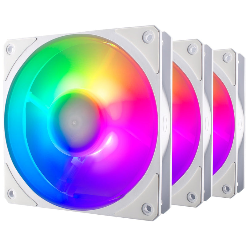 Afbeelding laden in galerijviewer, Cooler master mobius 120p argb 120x120x25 case fans (wit, 3 stuks, 120 x 120 x 25 mm, pwm)
