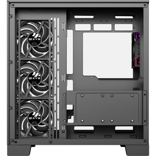 Xyz pc gear tesseract a-rgb midi tower behuizing (zwart | 2x usb-a | 1x usb-c | rgb | tempered glass)