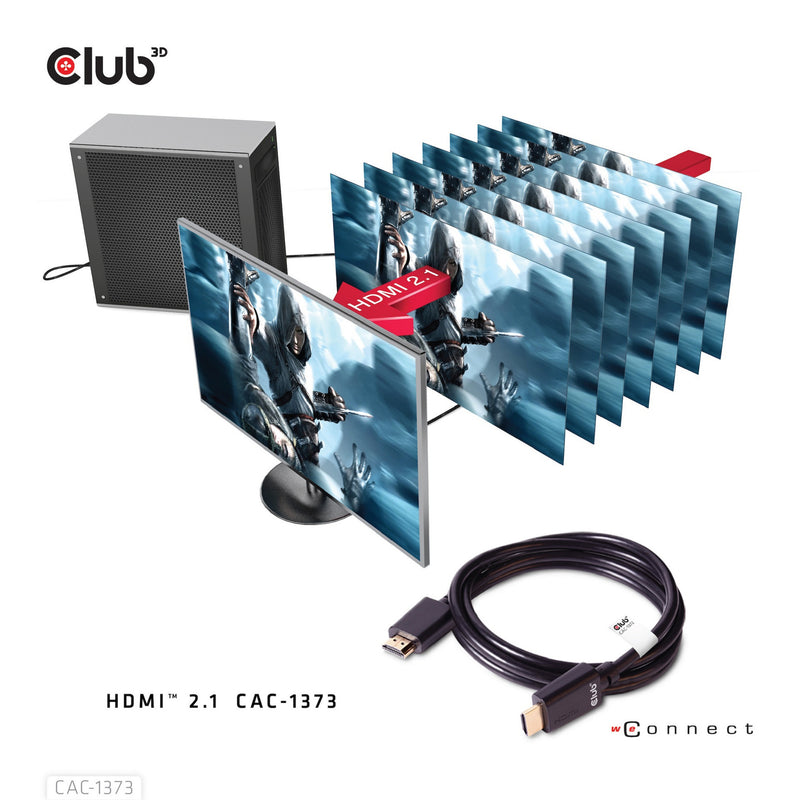 Afbeelding laden in galerijviewer, Club 3d gecertificeerde ultra high speed hdmi 2.1 kabel (zwart, 3 meter, 8k)
