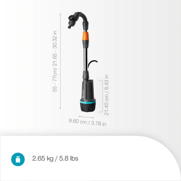 Afbeelding laden in galerijviewer, Gardena accu regentonpomp 2400 comfortautomatic 18v p4a gebruiksklare set incl. accu en oplader (donkergrijs zwart, 14605-20 | pomp | accu | oplader | buis en aansluiting)
