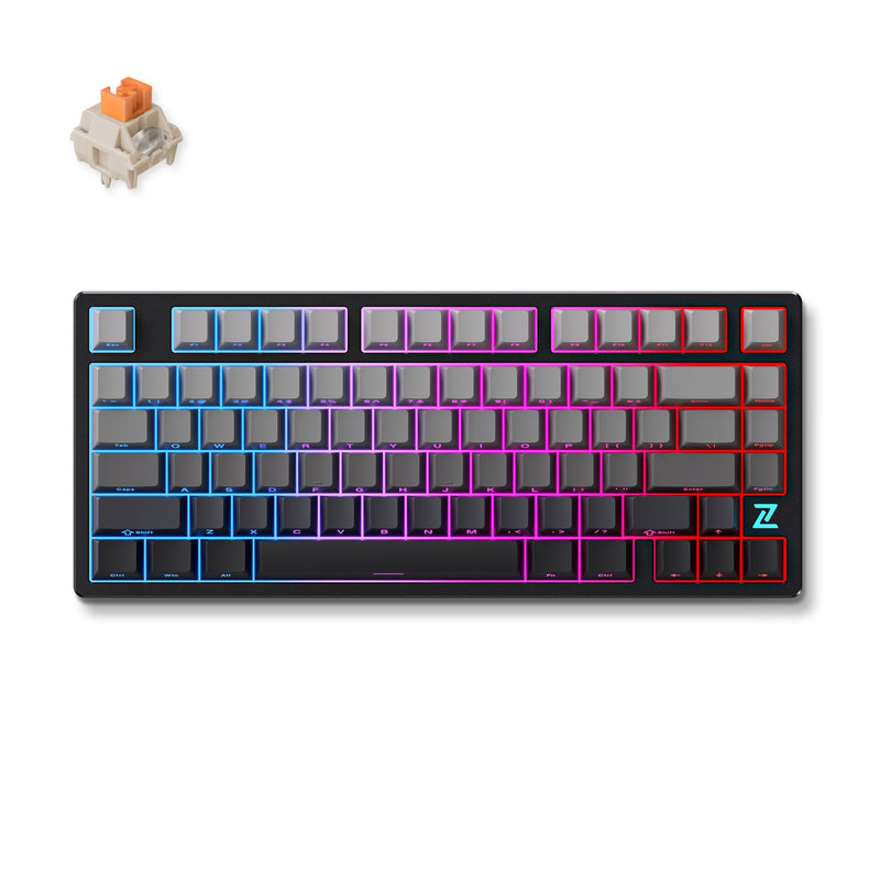 Afbeelding laden in galerijviewer, Mchose z75s mountains gradient flame orange metal top cover wireless mechanical rgb toetsenbord (zwart, us lay-out (qwerty), ttc flame orange, 75%, rgb, hot swap, side engraved pbt, draadloos | bluetooth | usb-c)
