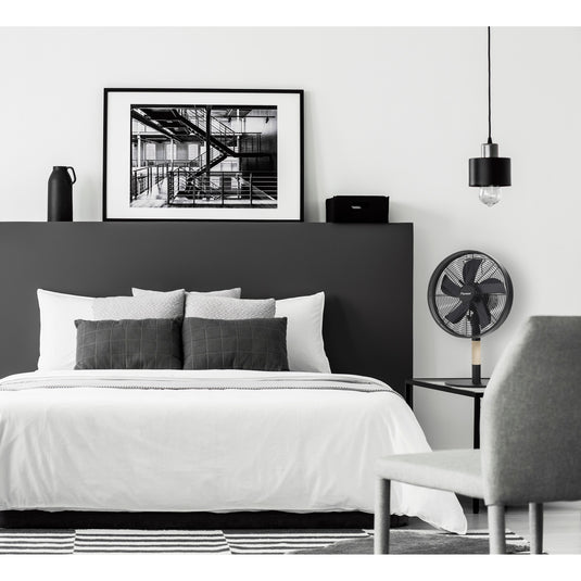 Bestron dft35wb tafelventilator (zwart houtkleur, ø 35 cm)