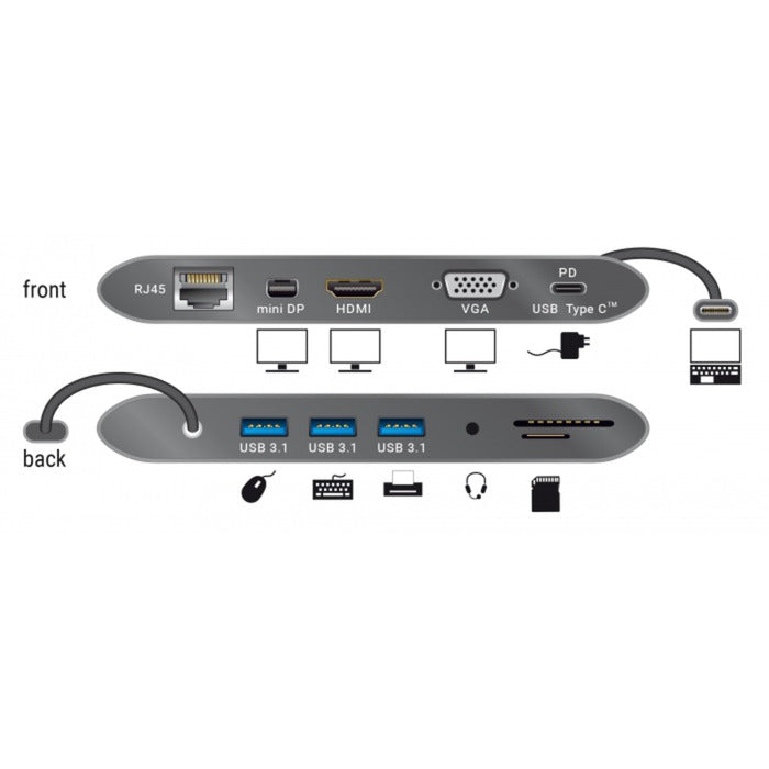 Afbeelding laden in galerijviewer, Delock usb type-c 3.1 dockingstation 4k 30 hz (grijs, usb-c, hdmi, sd, usb)
