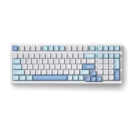 Mchose g98 pro blue flame orange wireless tri-mode custom mechanical rgb gaming toetsenbord (wit, us lay-out (qwerty), ttc flame orange, rgb, hot swap, double-shot pbt, draadloos | bluetooth | usb-c)