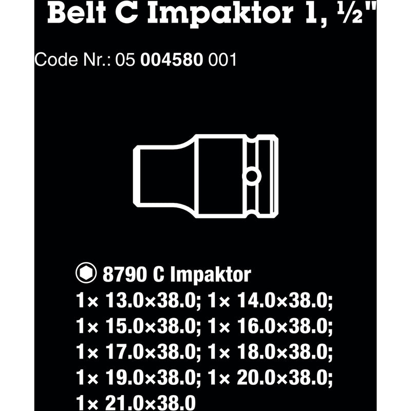 Afbeelding laden in galerijviewer, Wera belt c impaktor 1 doppenset, 1 2 dopsleutel (zwart, 9-delig, voor slagmoersleutels)
