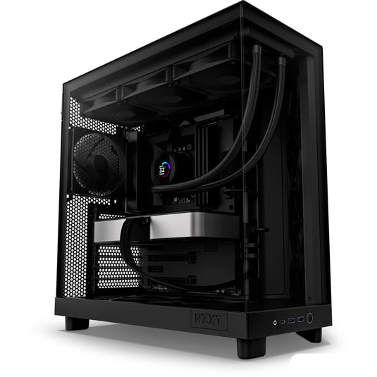 Nzxt h6 flow midi tower behuizing (zwart | 2x usb-a | 1x usb-c | tempered glass)